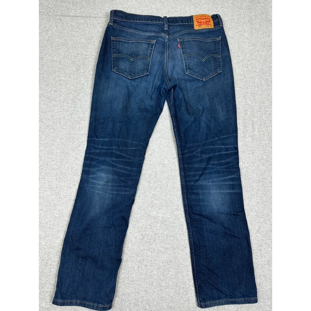 Levis 514 Straight Fit Jeans Mens 36x34 Blue Dark Wash Denim